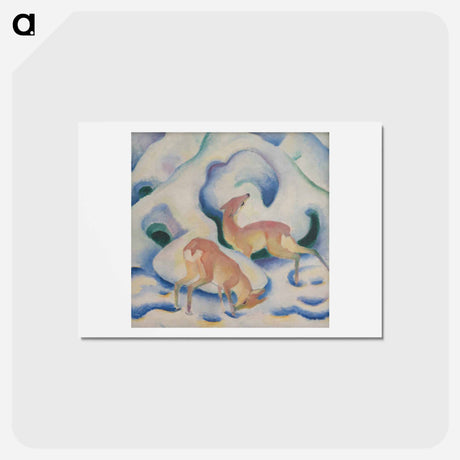 アートポストカード-Deer in the snow II - フランツ マルク Postcard.