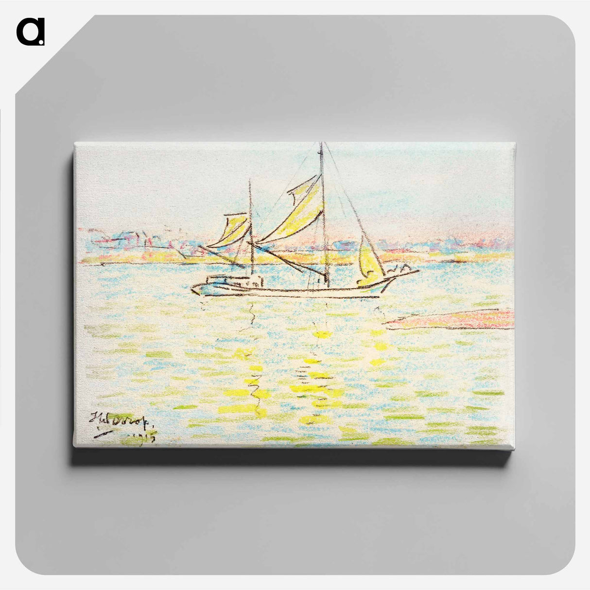 Two–master on the Zeeland waters - ヤン・トゥーロップ Canvas.