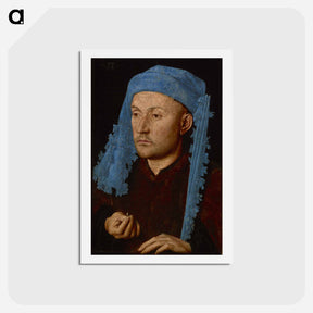 アートポストカード-Man in a Blue Turban - ヤン ファン エイク Postcard.