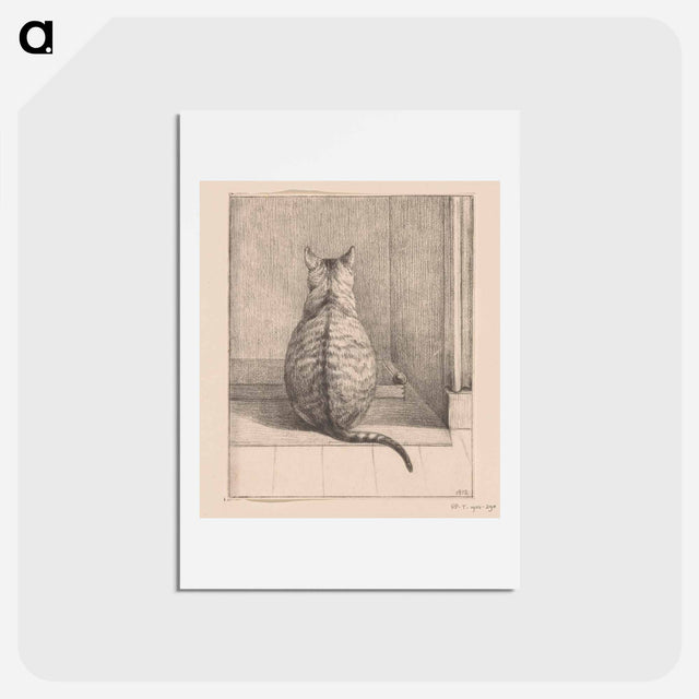 アートポストカード-Zittende kat, van achteren - ジャン ベルナール Postcard.