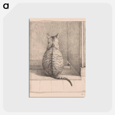 アートポストカード-Zittende kat, van achteren - ジャン ベルナール Postcard.