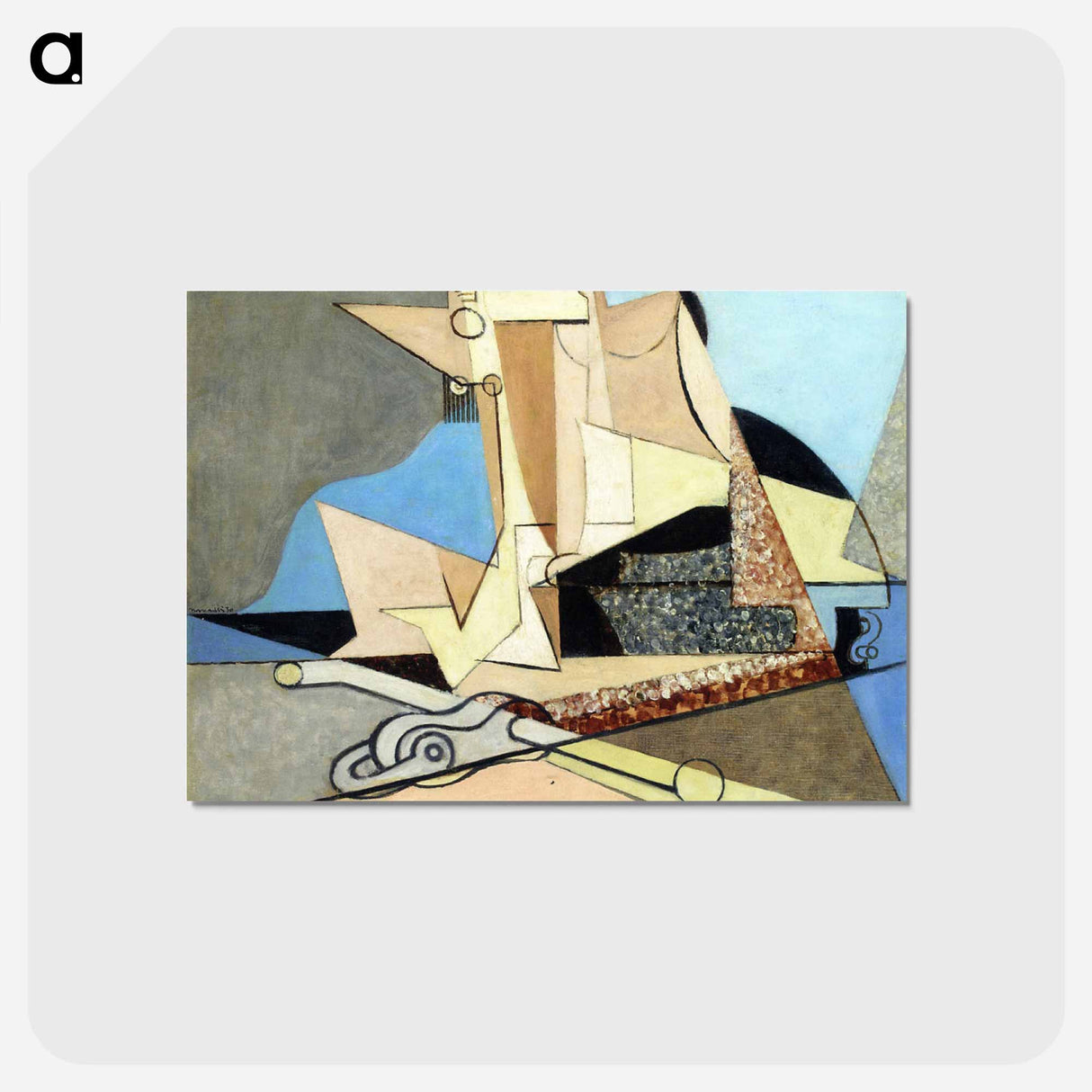 アートポストカード-Figures and Marine Anchor - ルイ マルクーシ Postcard.