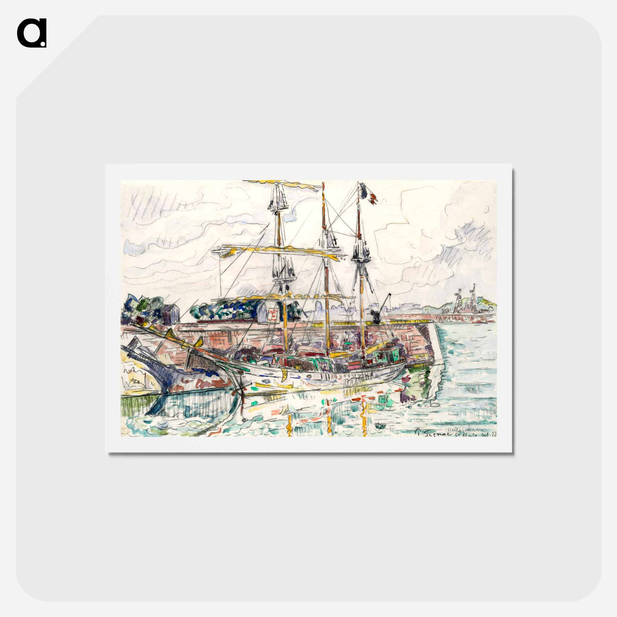 アートポストカード-Docks at Saint Malo - ポール シニャック Postcard.