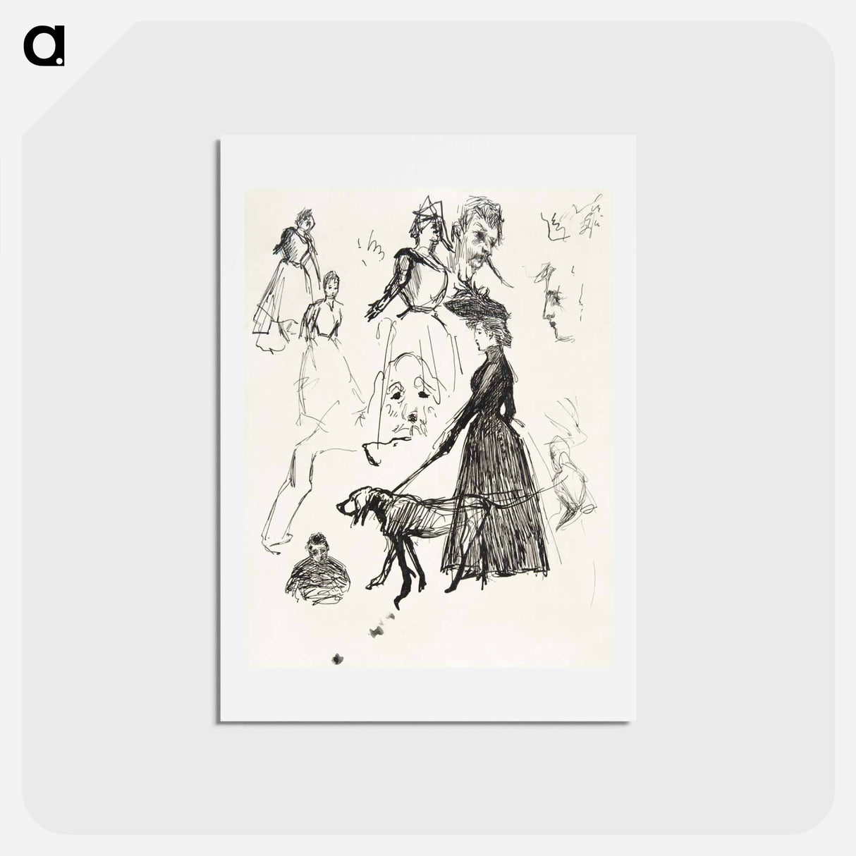 アートポストカード-Sketches of Bonnard, Ravageau, and Terrasse
 - ピエール ボナール Postcard.