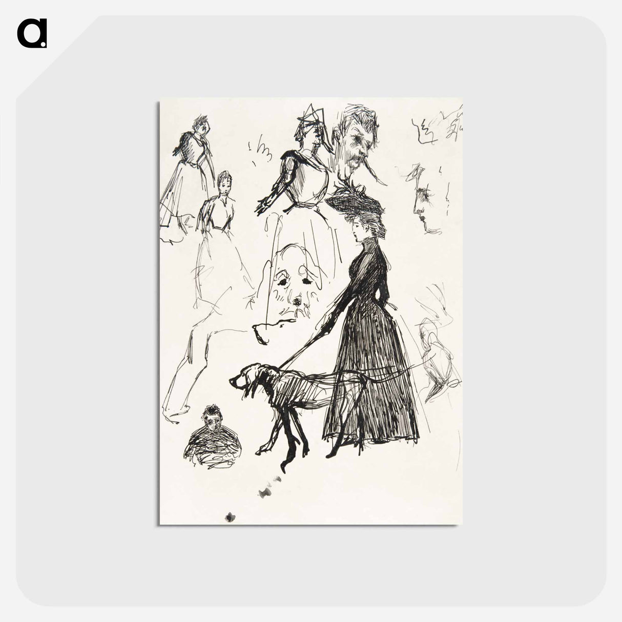 アートポストカード-Sketches of Bonnard, Ravageau, and Terrasse
 - ピエール ボナール Postcard.