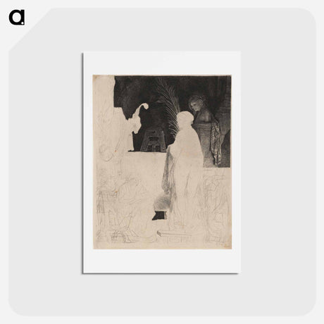アートポストカード-The Artist Drawing from a Model - レンブラント ファン レイン Postcard.
