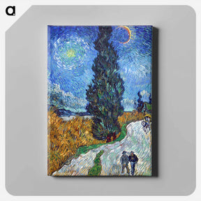 アートパネル-Road with Cypress and Star - フィンセント ファン ゴッホ Canvas.