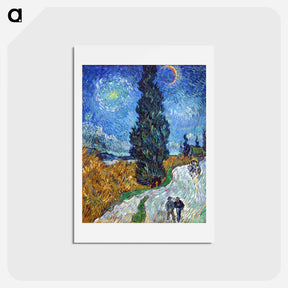 アートポストカード-Road with Cypress and Star - フィンセント ファン ゴッホ Postcard.