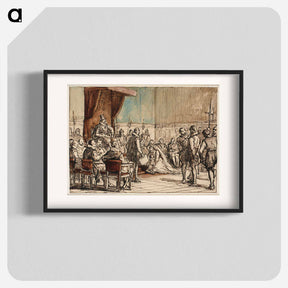 アートポスター-Chr.4. lets the executioner take the chain of command and the sword from the forger Christopher Rosenkrantz by Wilhelm Marstrand - ヴィルヘルム マーストランド Poster.
