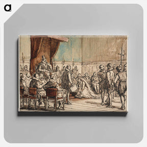 アートパネル-Chr.4. lets the executioner take the chain of command and the sword from the forger Christopher Rosenkrantz by Wilhelm Marstrand - ヴィルヘルム マーストランド Canvas.
