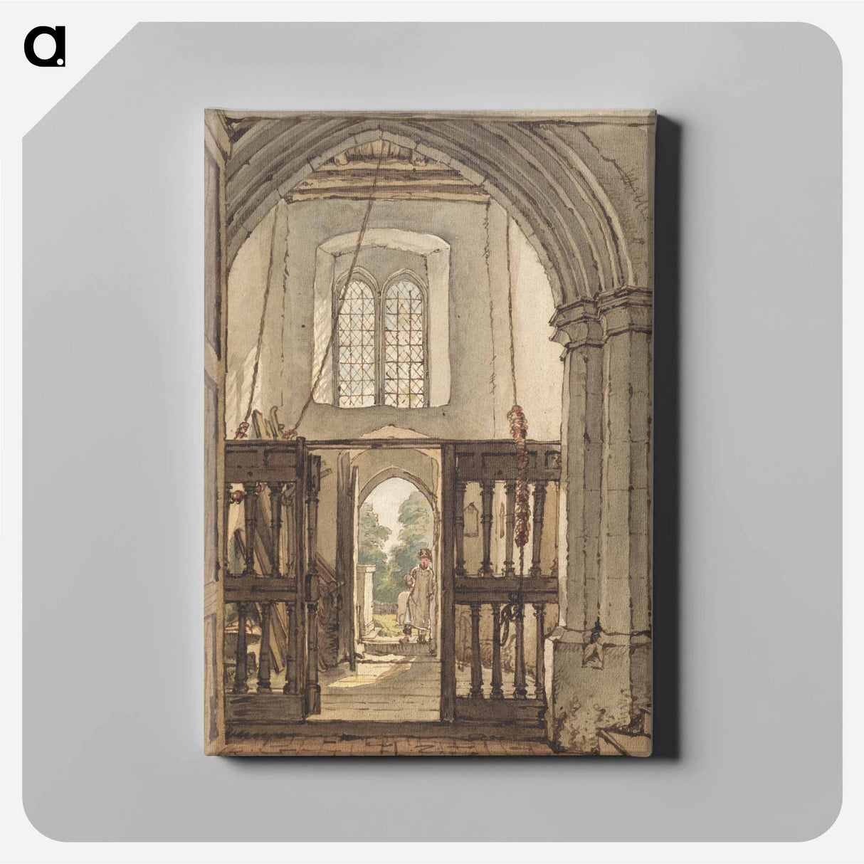 Interior of the Belfry, Bushey Church - ウィリアム ヘンリー ハント Canvas.