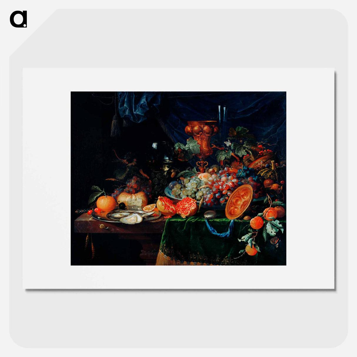 Fruits and oysters - エイブラハム ミニョン Poster.