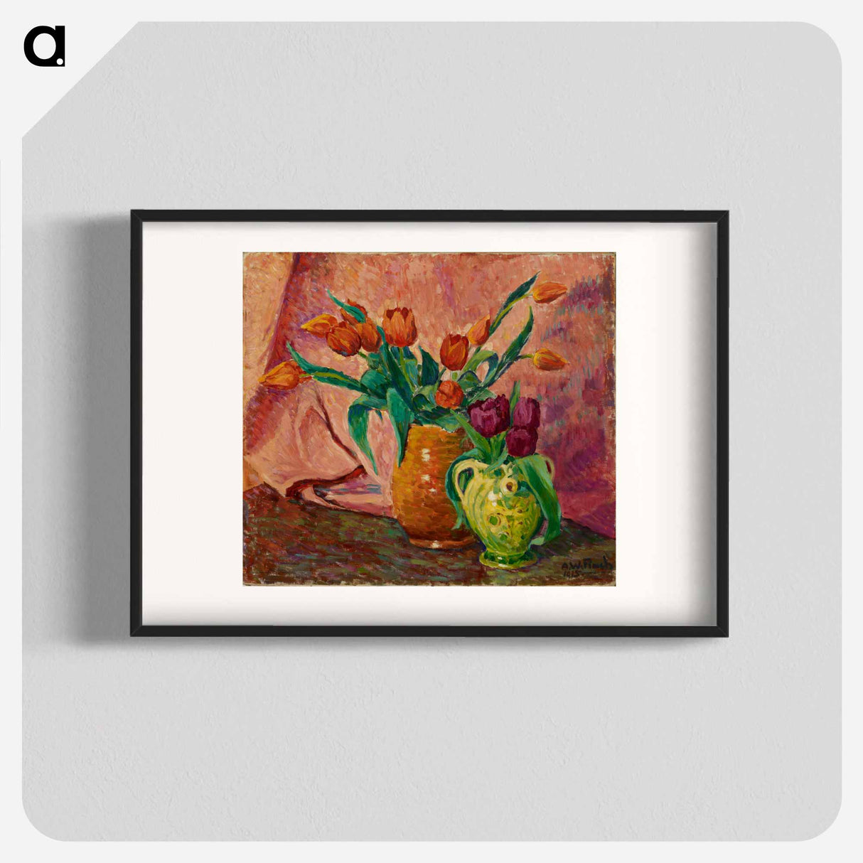 Two vases with tulips - アルフレッド ウィリアム フィンチ Poster.
