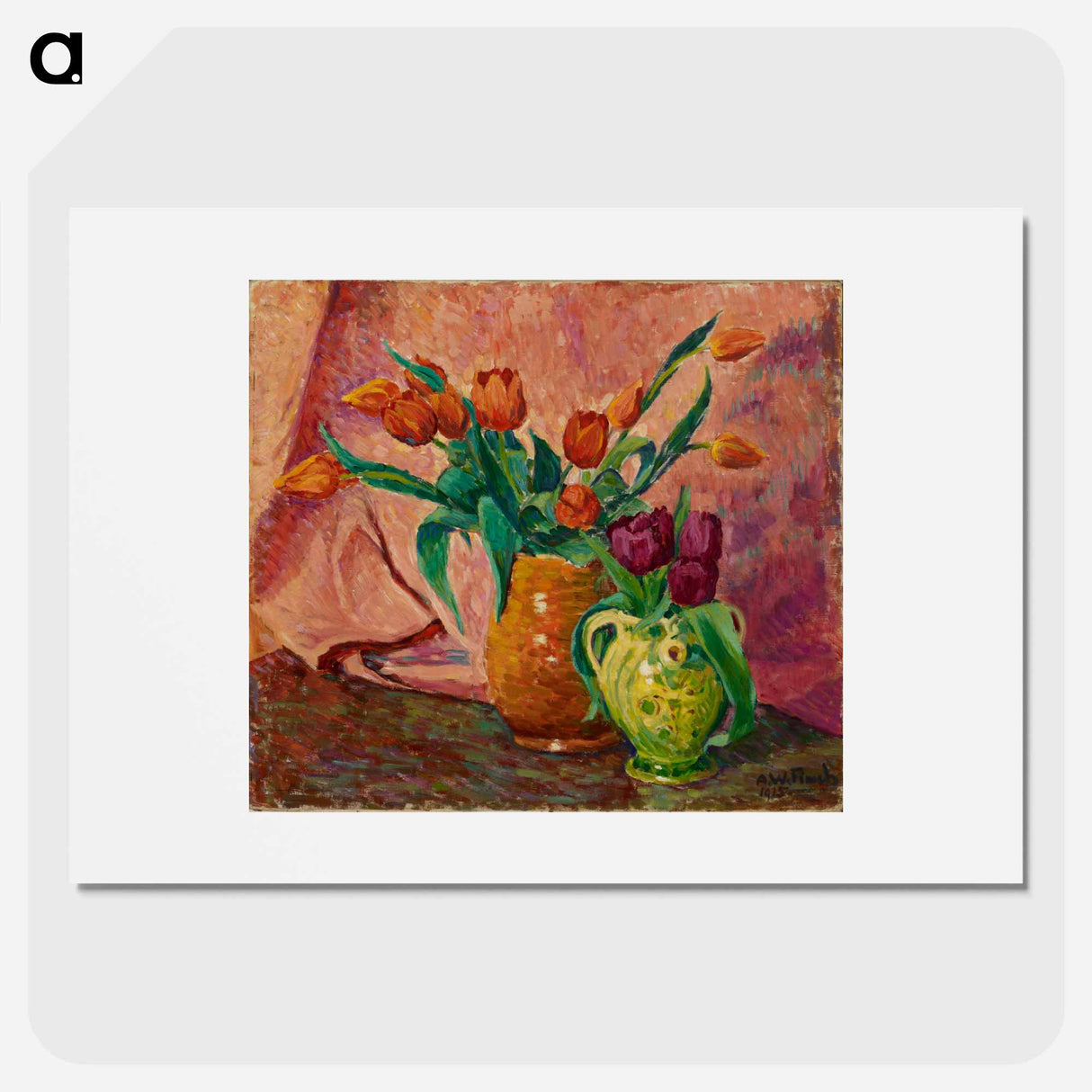 Two vases with tulips - アルフレッド ウィリアム フィンチ Poster.