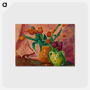 アートポストカード-Two vases with tulips - アルフレッド ウィリアム フィンチ Postcard.