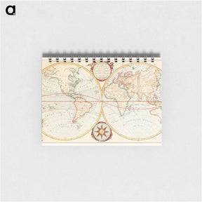 アートメモ帳-Bowles's new pocket map of the world - アンティーク地図 Memo.