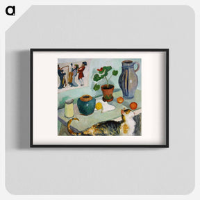 アートポスター-The ghost in the house stalls: Still life with a cat - オーガスト マッケ Poster.