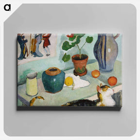 アートパネル-The ghost in the house stalls: Still life with a cat - オーガスト マッケ Canvas.