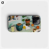 The ghost in the house stalls: Still life with a cat - オーガスト マッケ Phone Case.