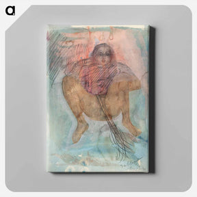 アートパネル-Naked witch spreading her legs, vintage nude illustration - オーギュスト ロダン Canvas.