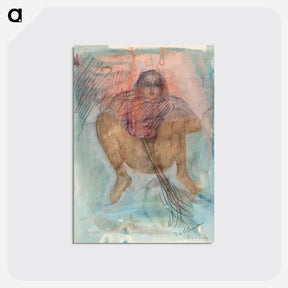 アートポストカード-Naked witch spreading her legs, vintage nude illustration - オーギュスト ロダン Postcard.