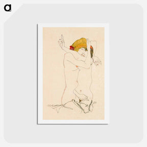 アートポストカード-Two Women Embracing - エゴン シーレ Postcard.