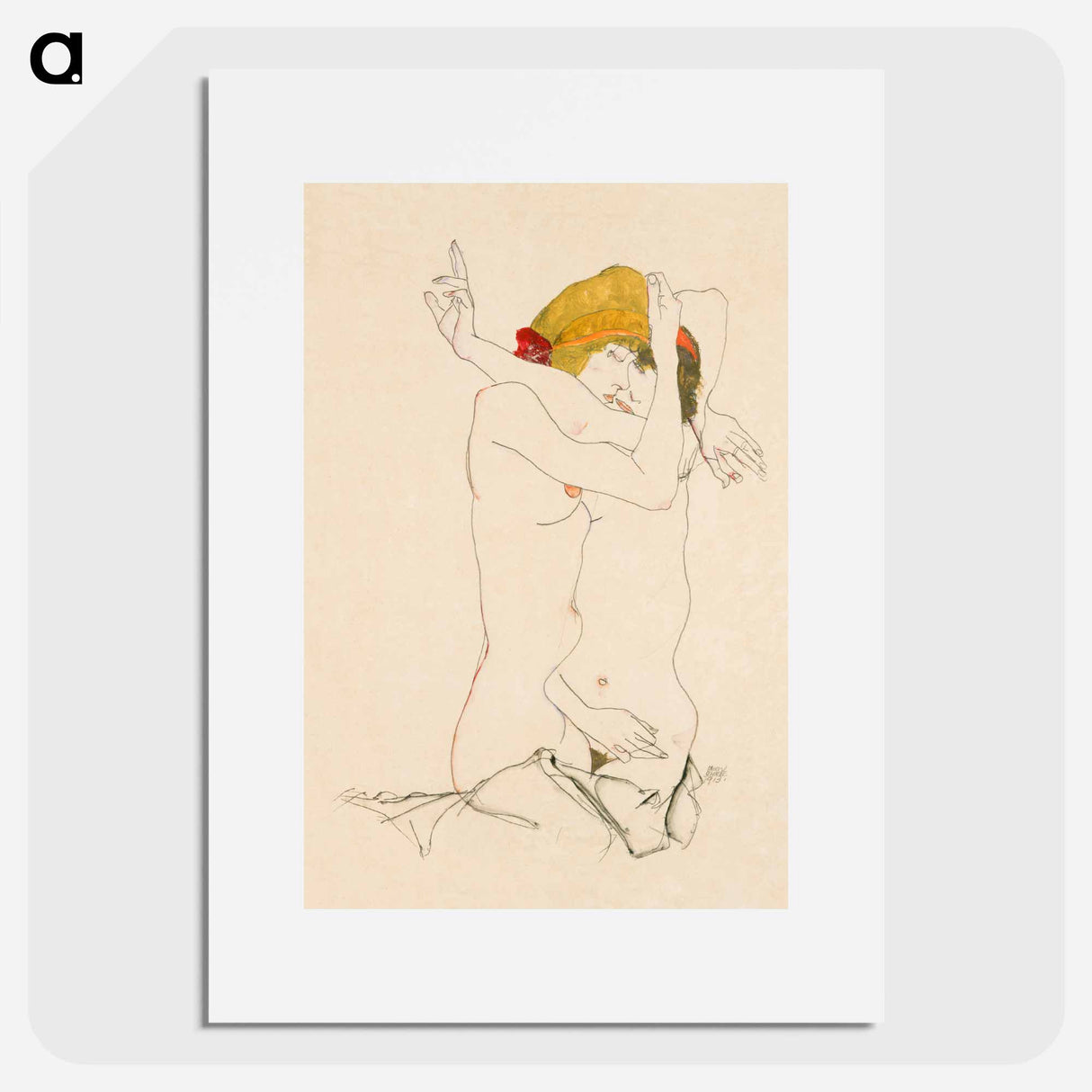 Two Women Embracing - Egon Schiele Poster.