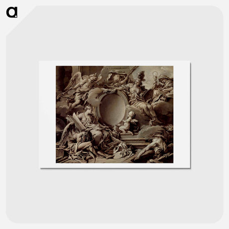アートポストカード-Project for a Cartouche: An Allegory of Minerva, Fame, History and Faith Overcoming Ignorance and Time - フランソワ ブーシェ Postcard.