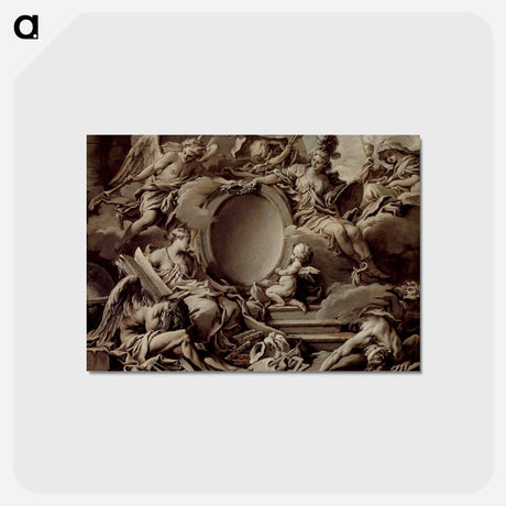 アートポストカード-Project for a Cartouche: An Allegory of Minerva, Fame, History and Faith Overcoming Ignorance and Time - フランソワ ブーシェ Postcard.