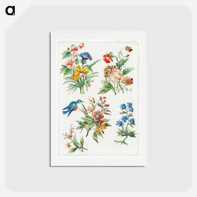 アートポストカード-Floral Designs with a Blue Bird
 - ジャコモ カヴェネチア Postcard.