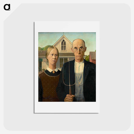 アートポストカード-American Gothic - グラント ウッド Postcard.