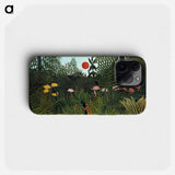 Virgin Forest with Sunset - Henri Rousseau Phone Case.