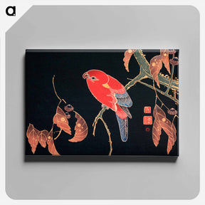 アートパネル-Red Parrot on the Branch of a Tree
 - 伊藤若冲 Canvas.
