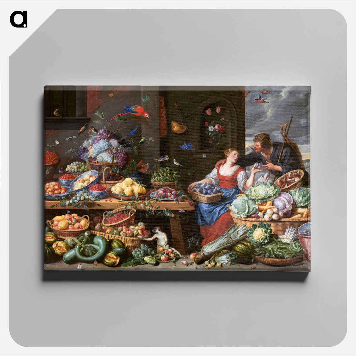 アートパネル-Fruit and Vegetable Market with a Young Fruit Seller
 - ヤン ファン ケッセル Canvas.