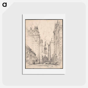 アートポストカード-Looking up Broad Street from Spruce Street
 - ジョセフ ペネル Postcard.