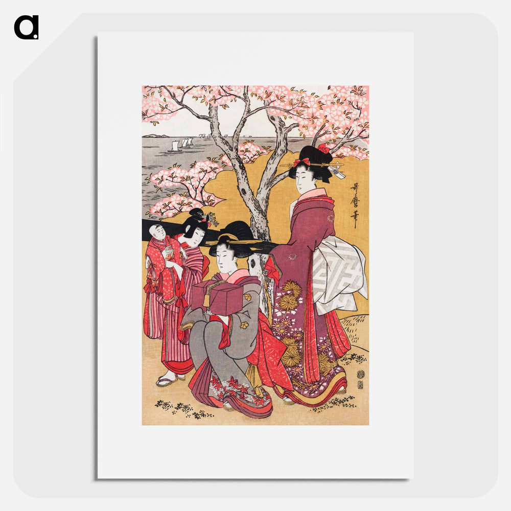 Japanese women and cherry blossom - 喜多川 歌麿 Poster.