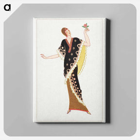 アートパネル-Woman in a black tubular dress - オットー フリードリヒ カール レンデッケ Canvas.