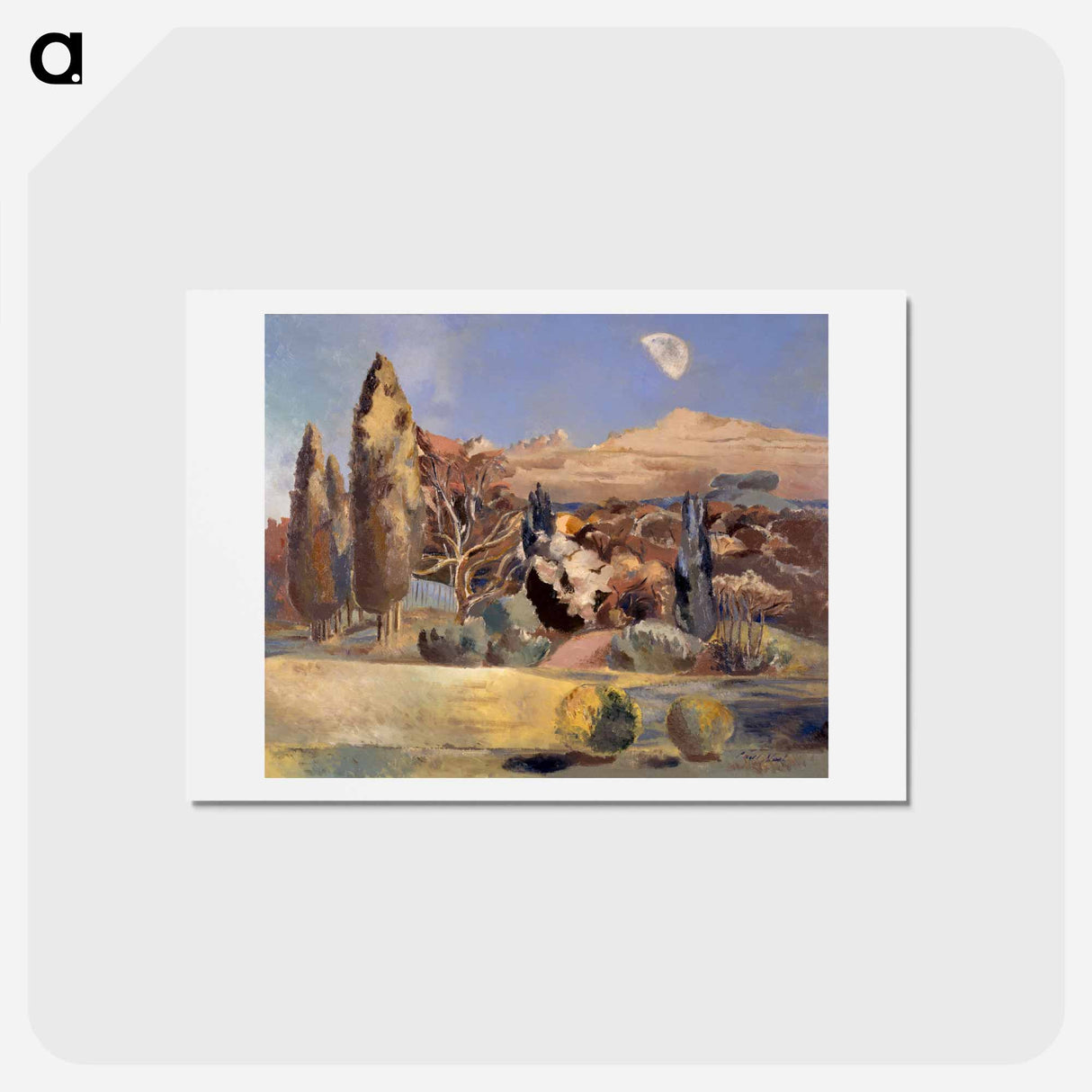アートポストカード-Landscape of the Moon's First Quarter - ポール ナッシュ Postcard.