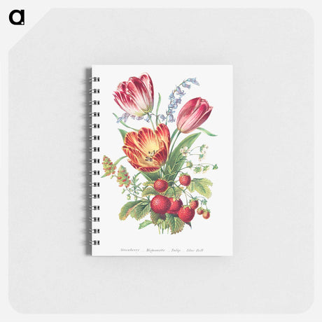 アートメモ帳-Strawberry, Mignonette, Tulip, and Blue Bell
 - 花言葉 Memo.