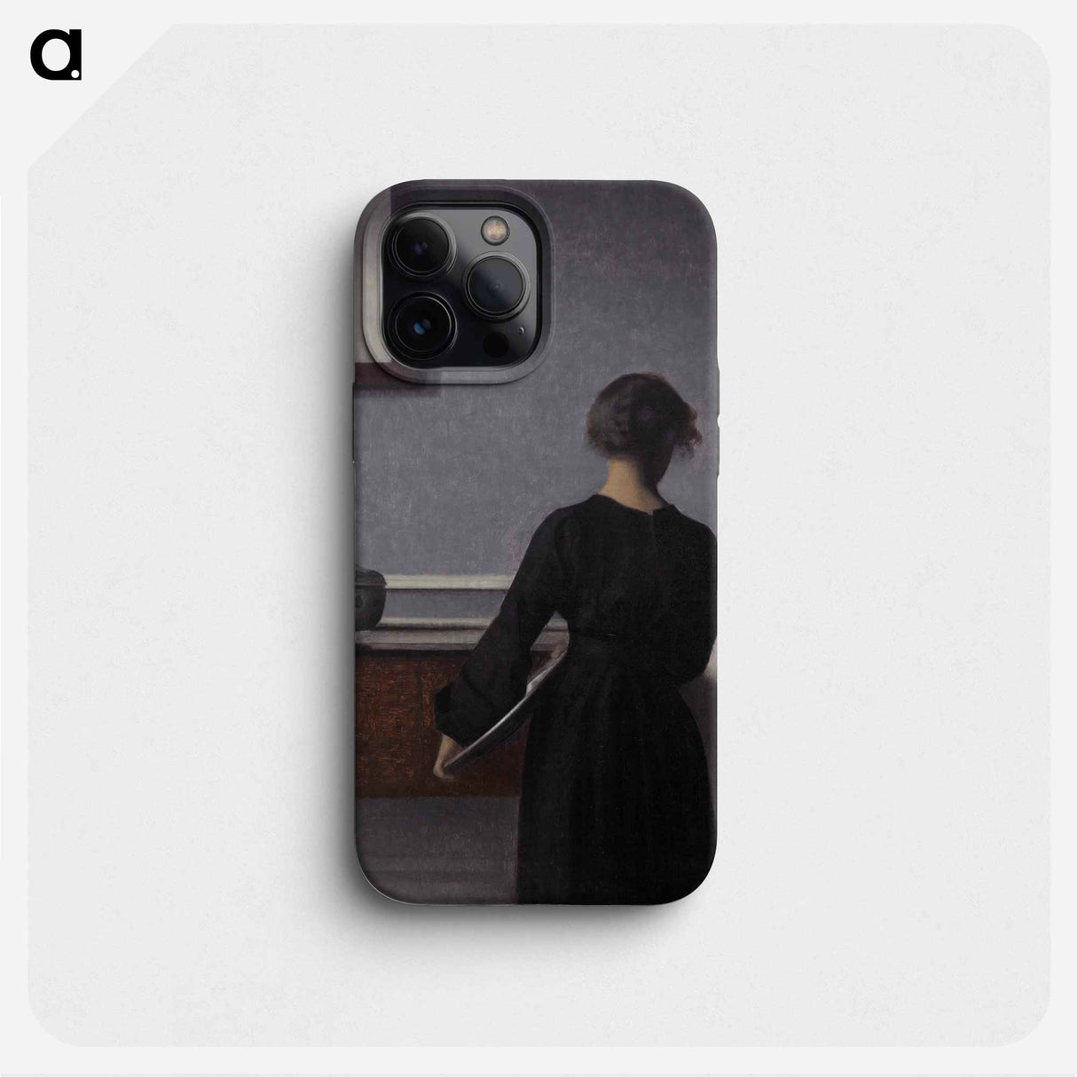 Vilhelm Hammershoi - Interieur mit Rueckenansicht einer Frau - ヴィルヘルム ハンマースホイ Phone Case.