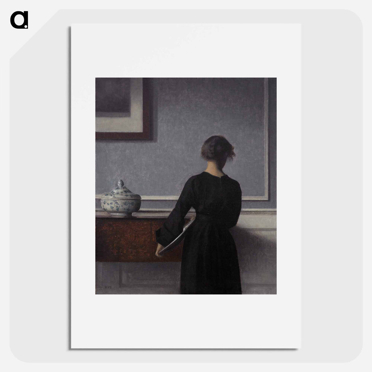 Vilhelm Hammershoi - Interieur mit Rueckenansicht einer Frau - ヴィルヘルム ハンマースホイ Poster.