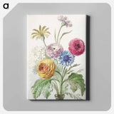 Boeket bloemen in de hals van een groene vaas - ウィレム ヴァン リーン Canvas.