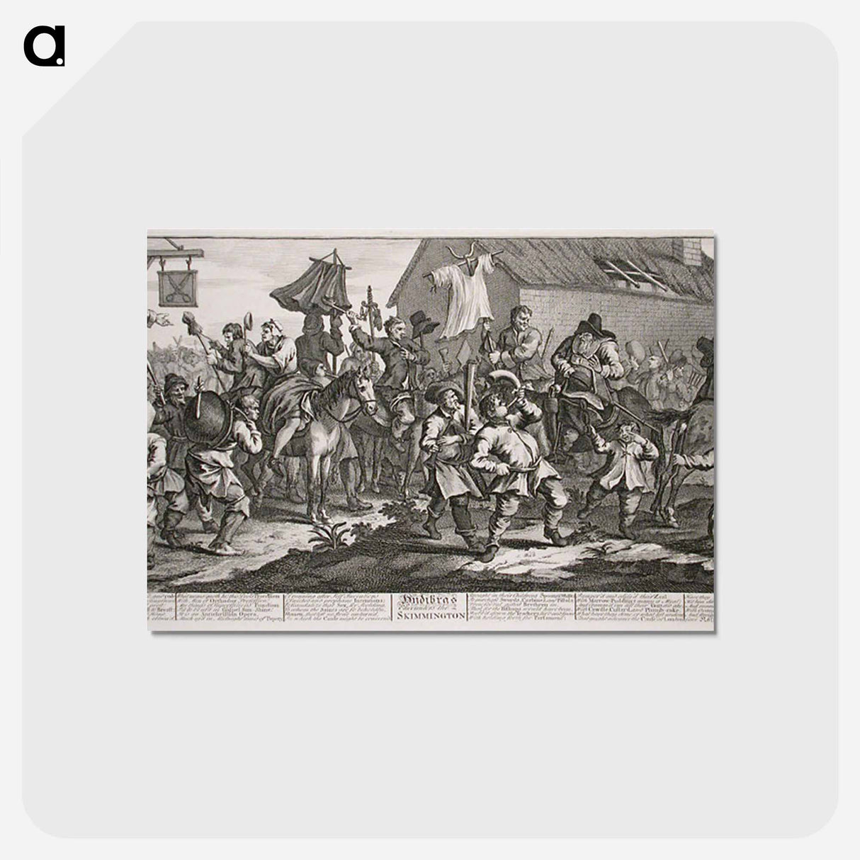 アートポストカード-Hudibras Encounters the Skimmington, from 'Hudibras', by Samuel Butler - ウィリアム ホガース Postcard.