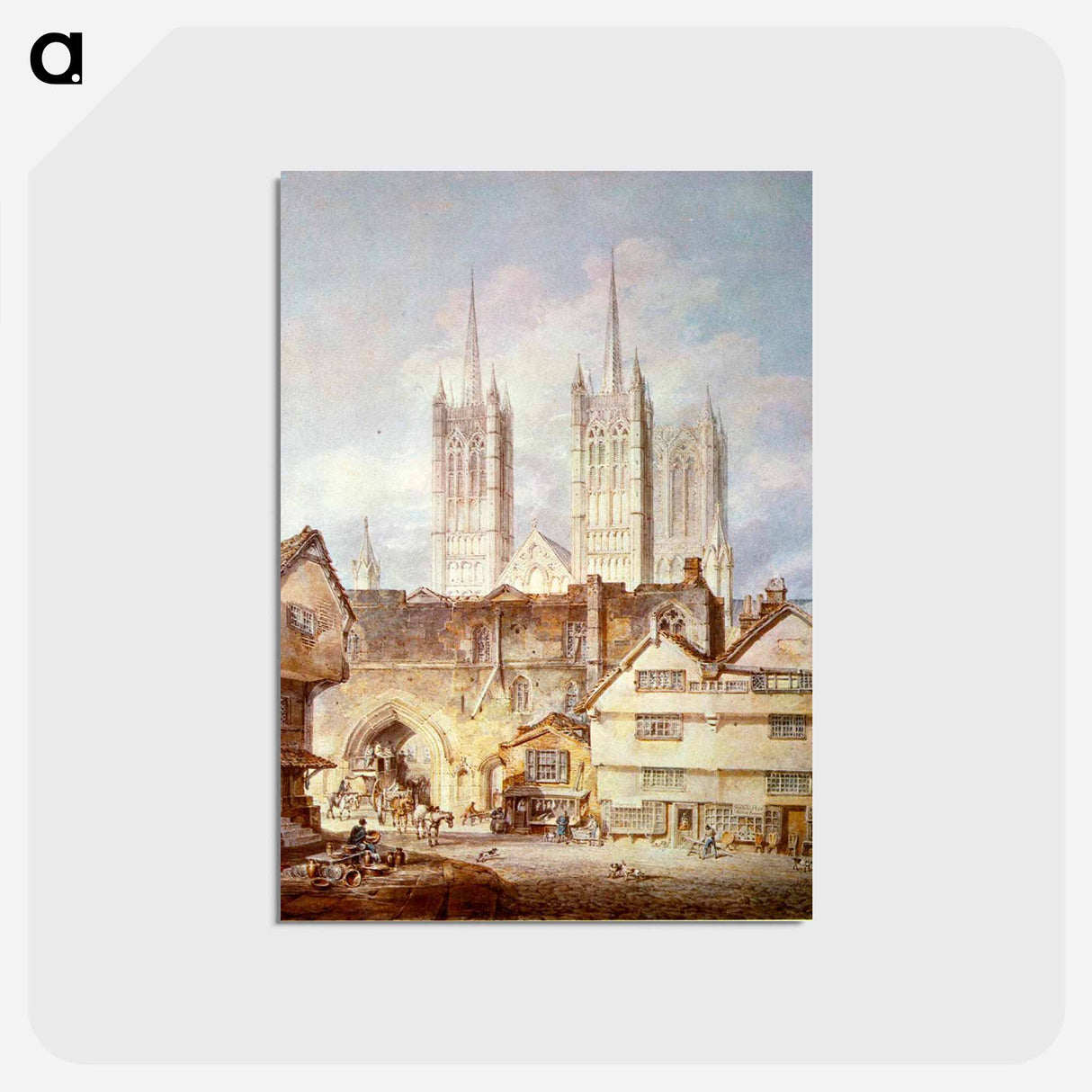 アートポストカード-Cathedral Church at Lincoln - ウィリアム ターナー Postcard.
