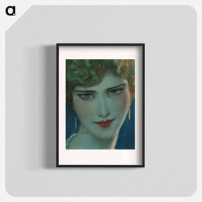 アートポスター-Face of blonde girl with earrings - ウワディスワフ テオドール ベンダ Poster.