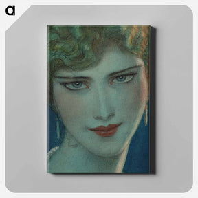 アートパネル-Face of blonde girl with earrings - ウワディスワフ テオドール ベンダ Canvas.