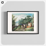 Shepherdess with goats in a landscape with a lake - アールト シューマン Poster.