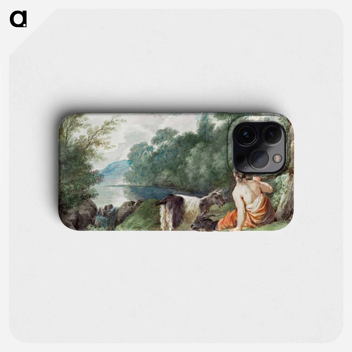 Shepherdess with goats in a landscape with a lake - アールト シューマン Phone Case.
