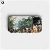 Shepherdess with goats in a landscape with a lake - アールト シューマン Phone Case.