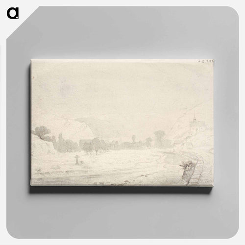 Landscape with brook, church and mountain - アンダース エクマン Canvas.